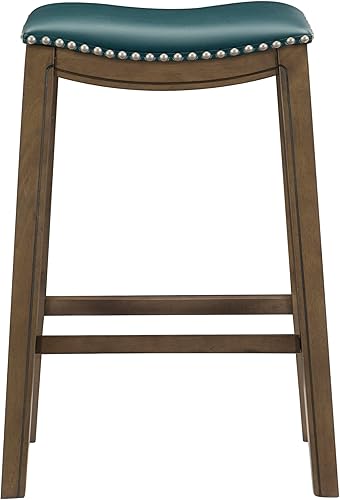 Miniatura 4 de Homelegance Ordway Taburetes de Bar de Madera Maciza - Taburetes de Altura de Bar Estilo Silla de Montar para Comedor de Transición, Asientos de