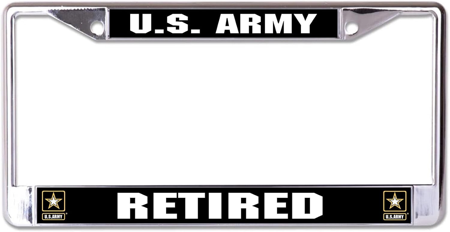 U.S. Army Retired Chrome License Plate Frame