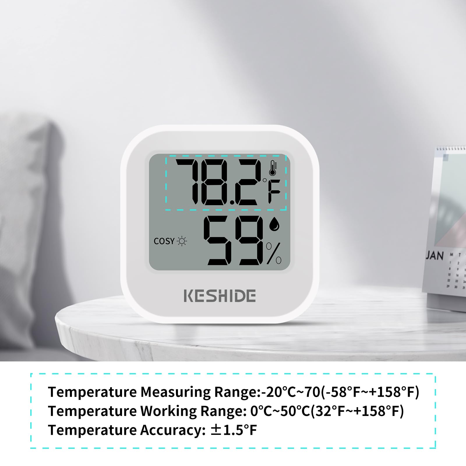 Hygromètre numérique pour température ambiante, hygromètre, thermomètre intérieur, précision étalonnage, capteur de température LCD, chambre à coucher, chambre de bébé, bureau, serre, cave