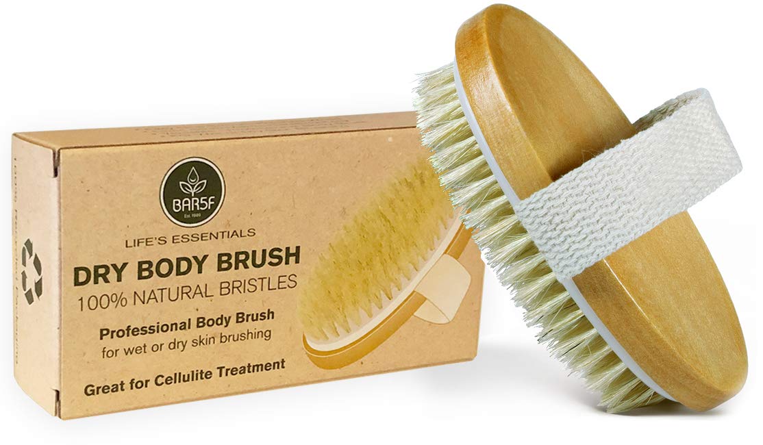 Dry Body Brush - 100% Natural Bristles - Cellulite Treatment, Increase Circulation and Tighten Skin. (Pack of 1)