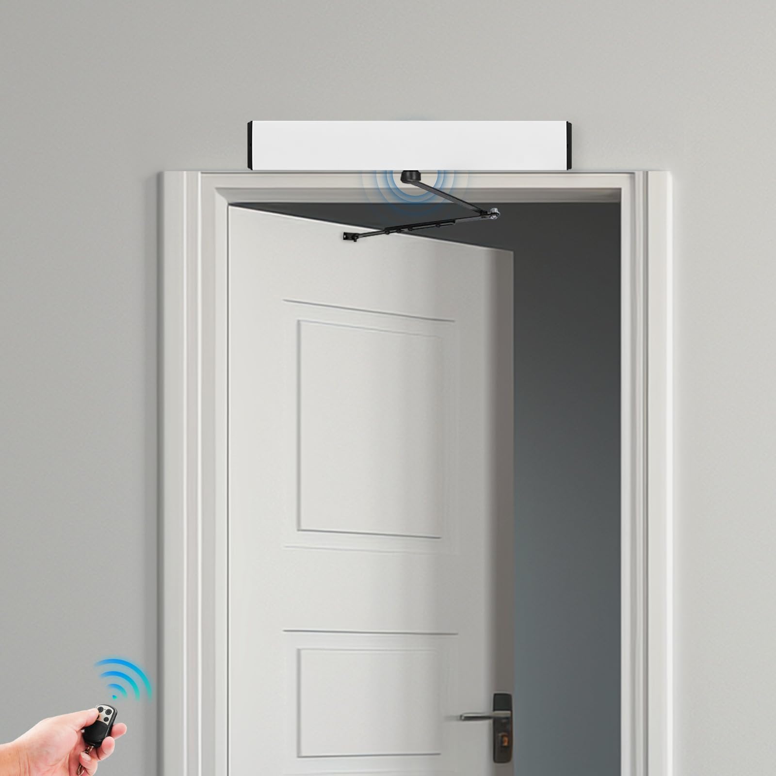 Abridor automático de puertas oscilantes con motor sin escobillas, mando a