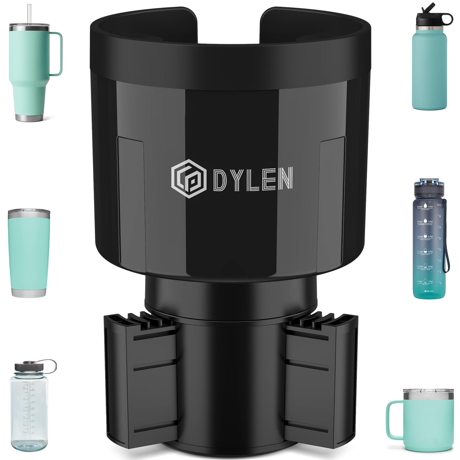 DYLEN Car Cup Holder Expander Adapter, Cup Holder Expander for Cars with Expandable Insert, Compatible with Stanley 0.4-1.2 L, Large Drinks in 0.5-1.4 L (7-10.5 CM)