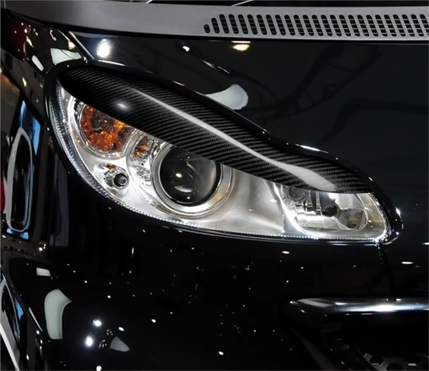 Auto Scheinwerfer Augenbrauen für Smart Fortwo 451 2009-2014,Augenlider Trim Scheinwerfer Augenbrauen Abdeckung Dekorative Verkleidung