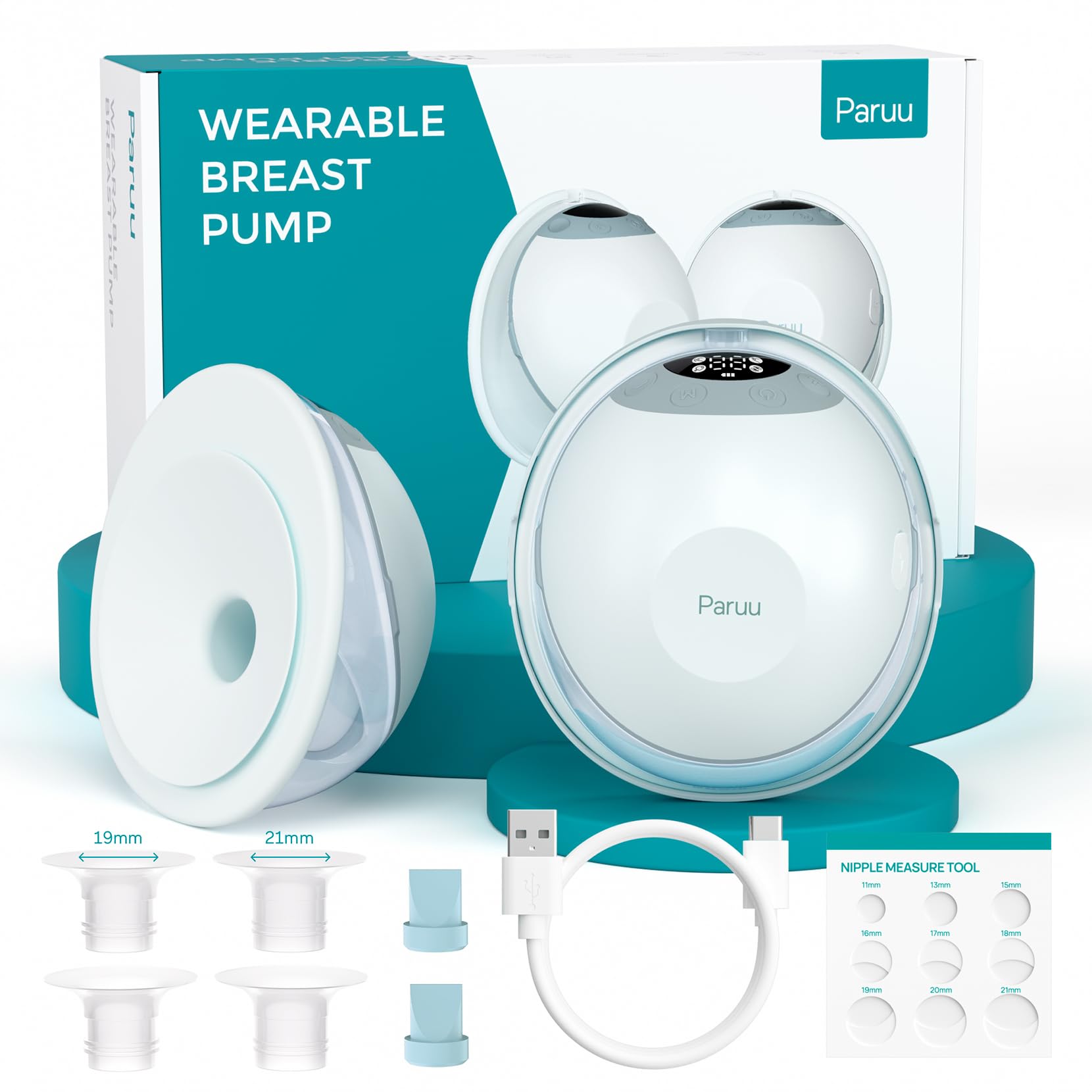 Photo 1 of Paruu P20 Old Version Wearable Breast Pump, Double Layer Flange Design, 4 Modes with 12 Suction Levels, Hands-Free Electric Nursing Pump with BPA-Free Material