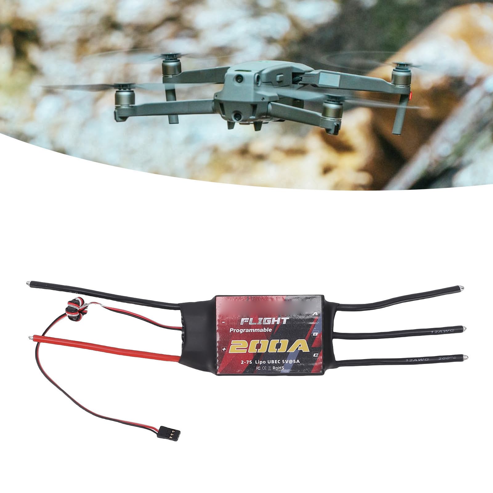 Bezszczotkowy ESC, PCB 200A Elektryczny Regulator Prędkości do Quadcoptera 5A UBEC 2 do 7S LiPo Multirotor