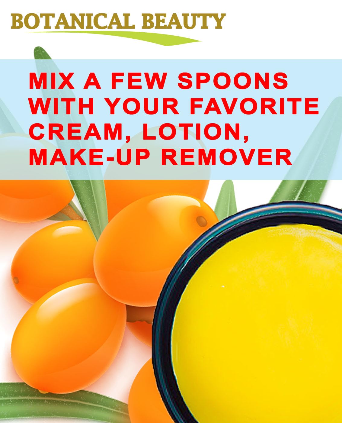 Botanical Beauty SEA BUCKTHORN OIL BUTTER Pure Natural Virgin Unrefined RAW for FACE SKIN BODY HAIR NAILS, vitamin C (4 Fl Oz) - Image 7