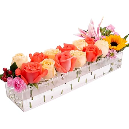 Amazon.com: Acrylic Flower Vase Rectangular, 4 Pack 11.7 Inches Long 12 ...