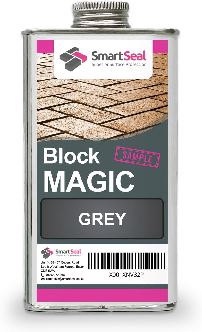 Smartseal โBlock Magic' โ A Re-Colouring Block Paving Sealer. Superior to a Concrete Paint - Transform Old Block Paved Drives or Patios - Easy to Apply (Grey, 150ml Sample)