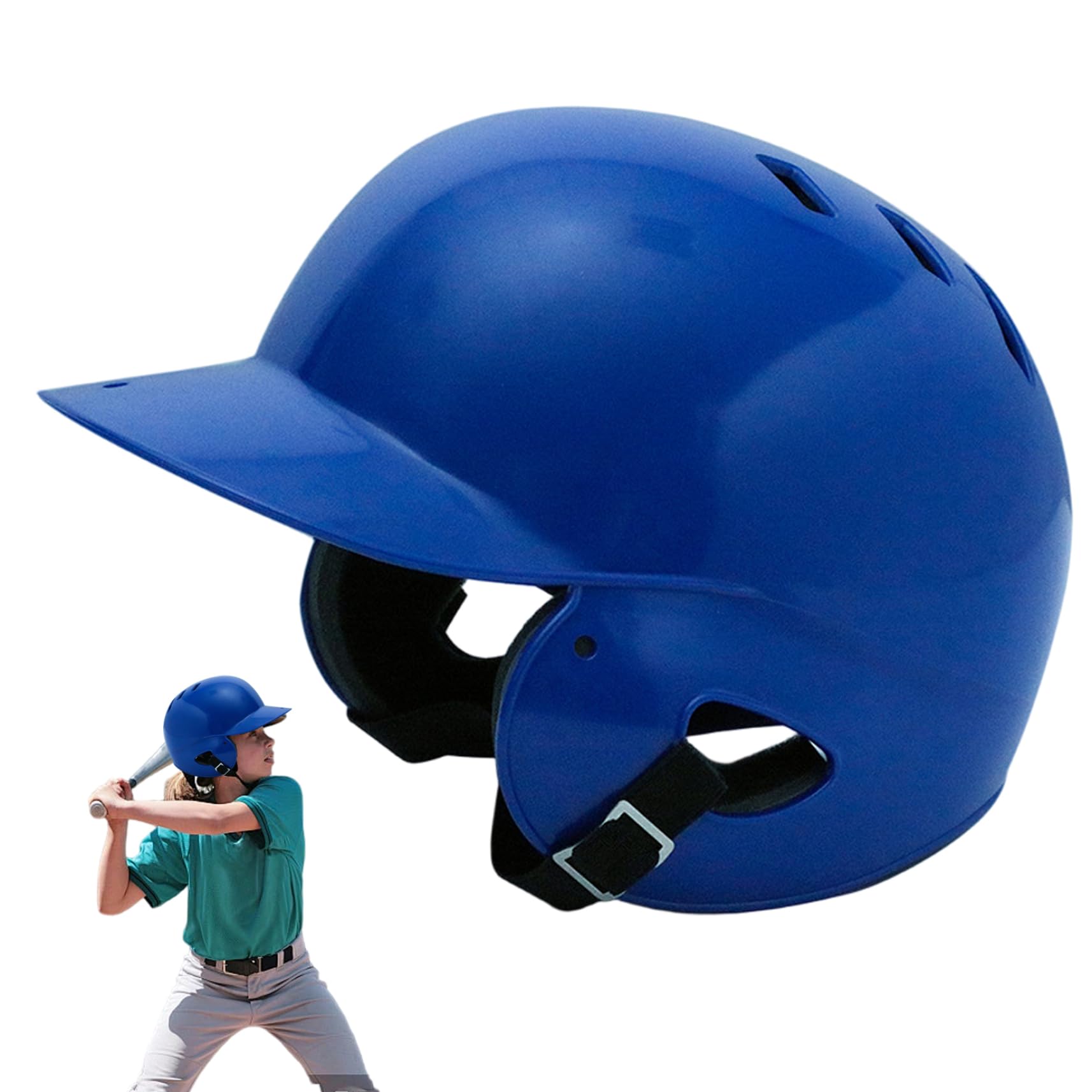 Casco de Bola de Camiseta engrosable Engrosamiento de Impactos Resistentes al Casco de bateo Protector de una Talla para jóvenes Infantiles, Azul