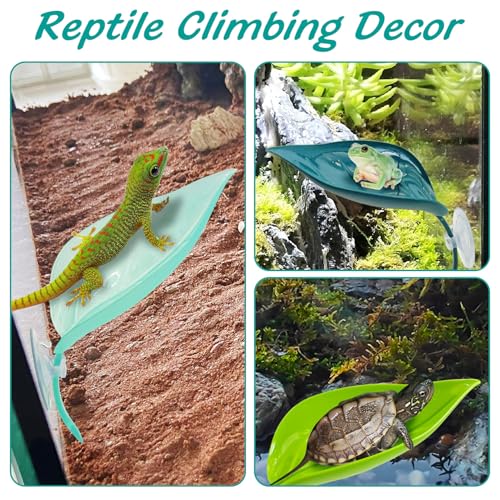 Image of 3 Pack Plastic Frog Habitat Platform with Suction Cups Reptile Decorations for Terrarium Dwarf Frogs Tank Accessories Decor Turtle Basking Platforms for Amphibian