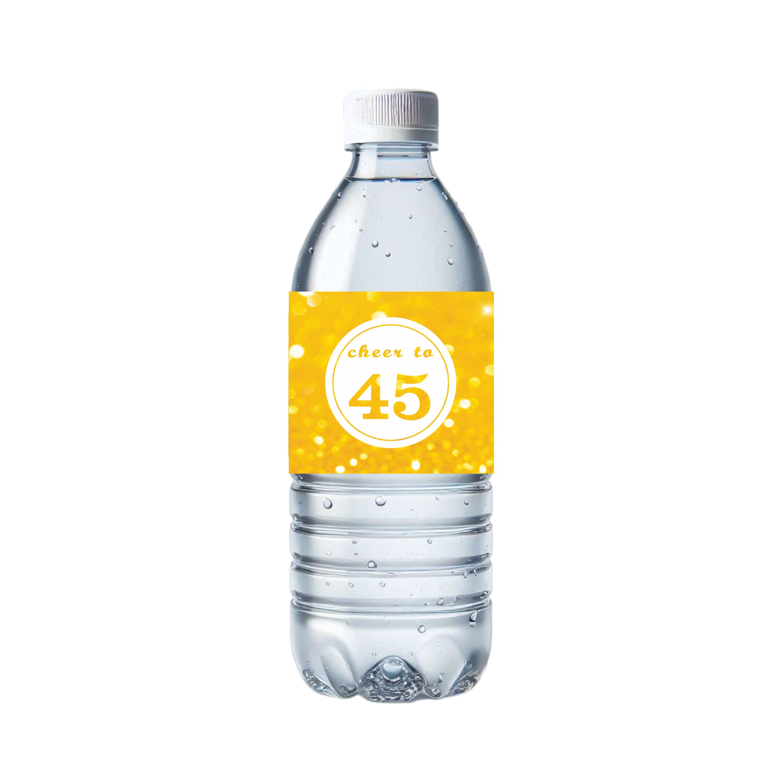 32 Pces Cheer to 45 Water Bottle Labels Happy 45th Birthday Party Drink Stickers, Waterproof 45 Year Old Bottle Wrap Around Stickers Forty-Five Anniversary Party Decorations, 45th Can Decor