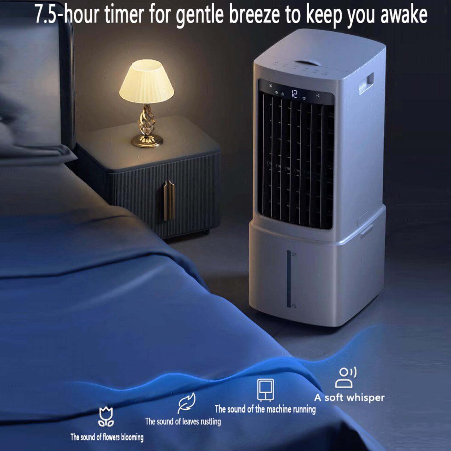 Aire Acondicionado Portátil 12 L Enfriador de Aire sin Tubo 3 Modos 3 Velocidades Climatizador Evaporativo Silencioso Temporizador de7.5 H Control Remoto Ventilador de Enfriamiento para Hogar