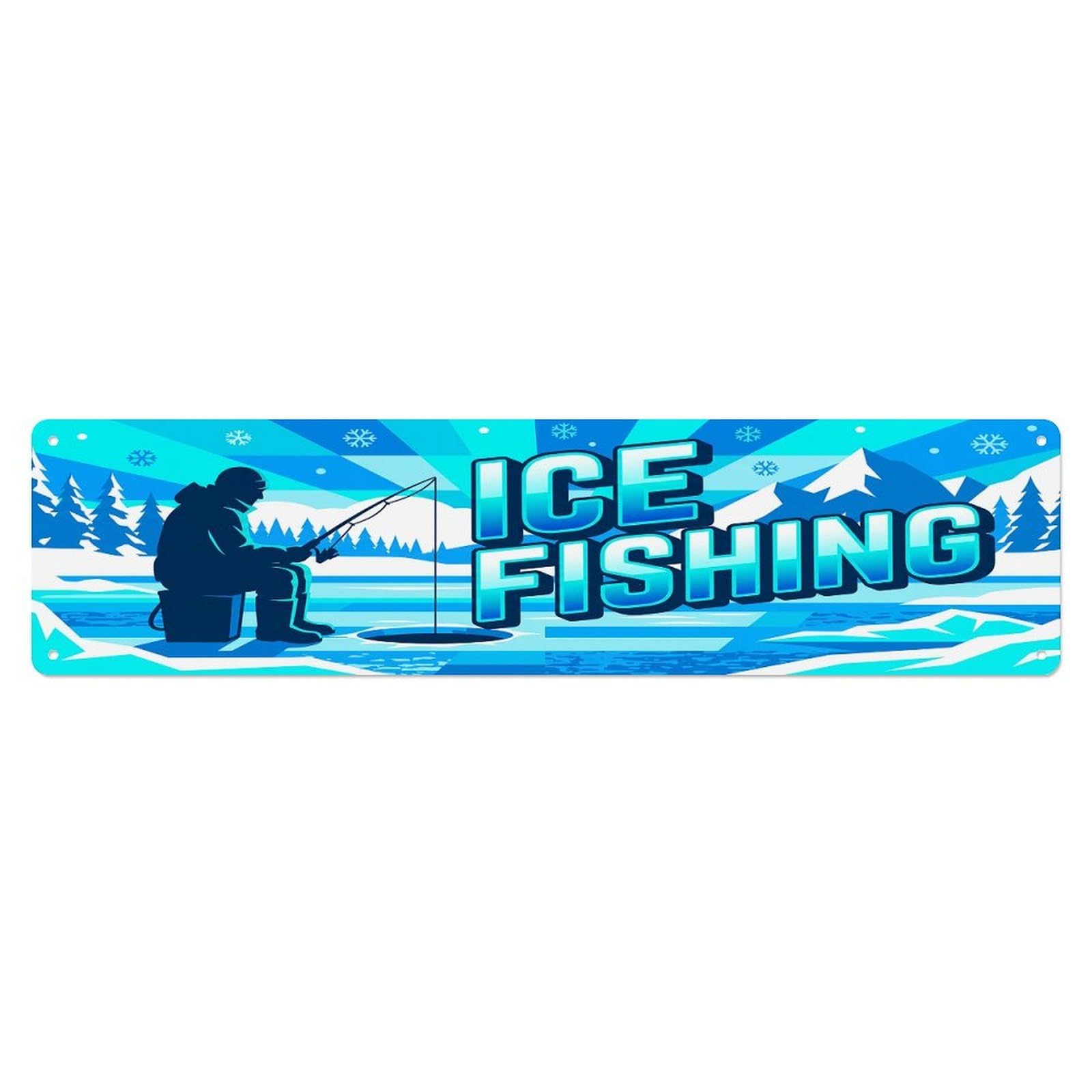 Cmhok Vintage Style Vintage Ice Fishing Outdoor Activity Sports Metal Tin Sign Wall Decor For Cafe, Club, Garden Metal Poster 4X16inch
