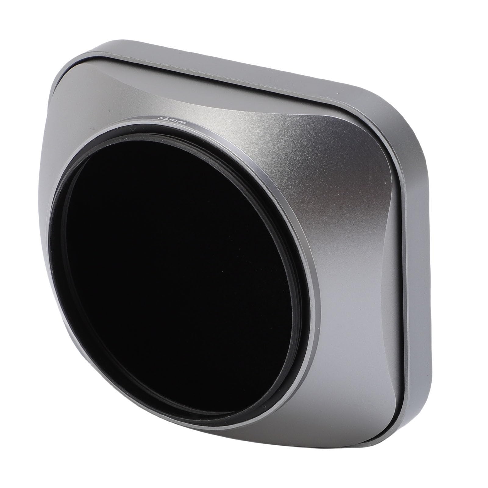 Paraluce Quadrato in Metallo per Obiettivi da 55 Mm, Paraluce Universale da 55 Mm Avvitato con Cappuccio Protettivo, Antiriflesso, Accessori per Fotocamera (SILVER)