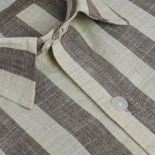 Image of GHPC Cotton Linen Striped Half Sleeves Regular Fit Formal Shirt for Men