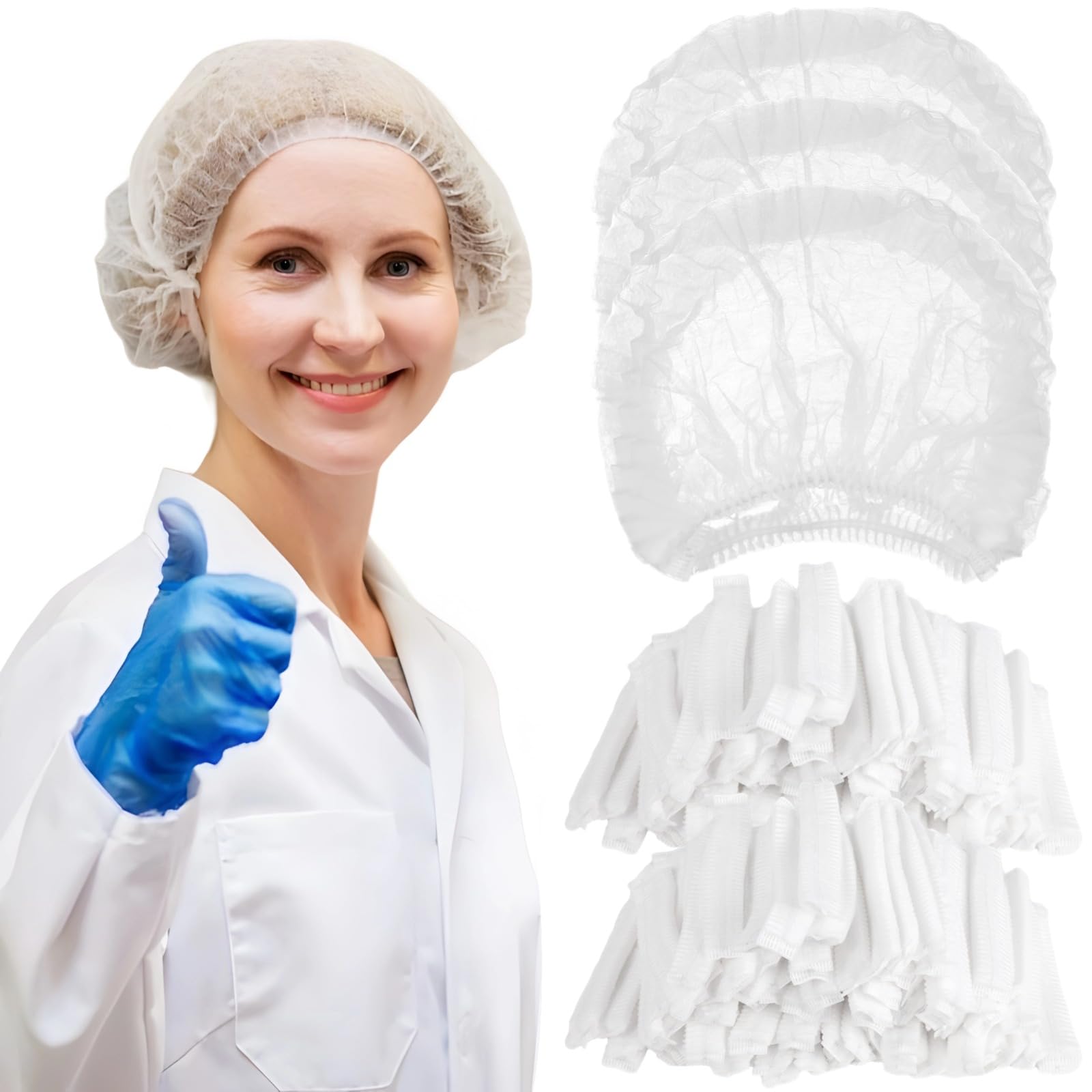 Generisch 500 Stück Einweg-Bouffant-Kappen, 21 Zoll Vlies-Haarnetze, elastische Einwegkappen für Damen und Herren, Kopfbedeckung für Gastronomie, Labore, Klinik, Salon, Küche