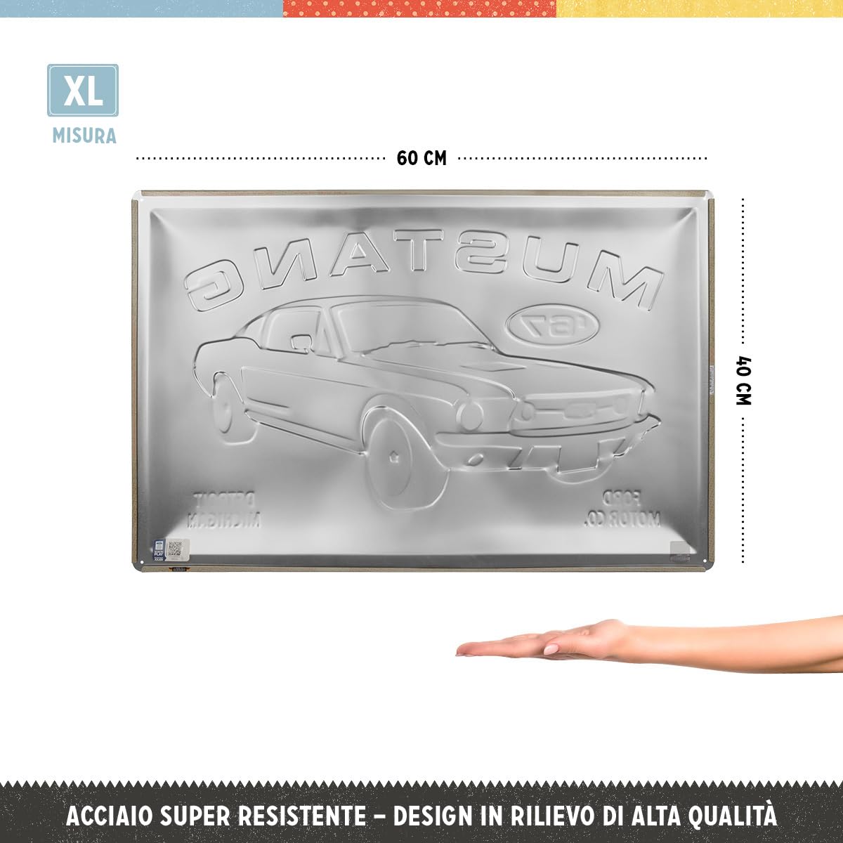 Nostalgic-Art Targa retrò, 40 x 60 cm, Ford Mustang – GT 1967 Red – Idee regalo per amanti degli accessori Ford, in metallo, design vintage