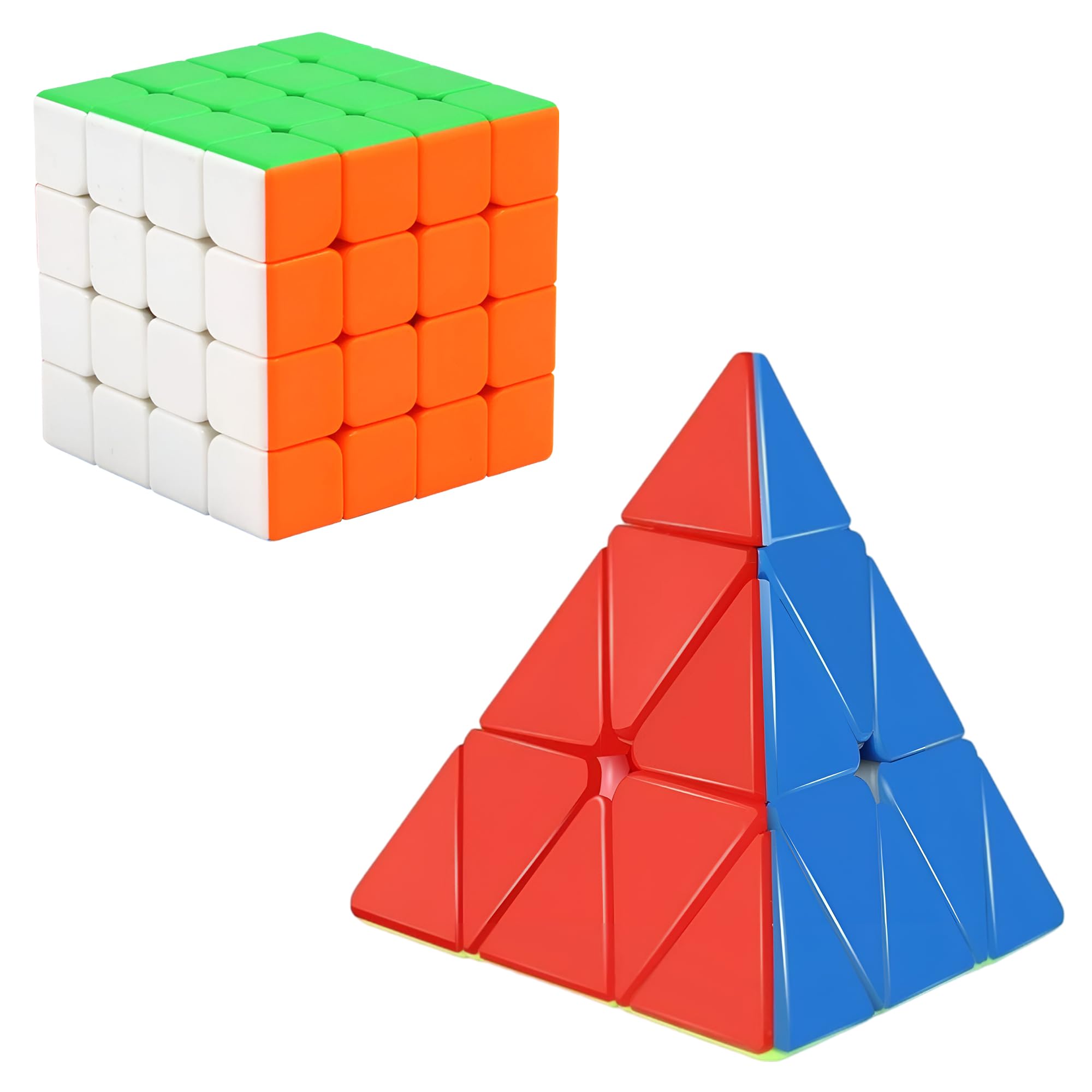 AZEENA Magic Magnetic High Speed Stickerless Rubik Combo Set of 4x4 and Triangle Pyraminx Pyramid for Kids and Adults | Speed Stress Buster Brainstorming Puzzles Cube | 4x4x4 and Pyramid Rubic Cubes (B0D1P25GLT) Amazon Price History, Amazon Price Tracker