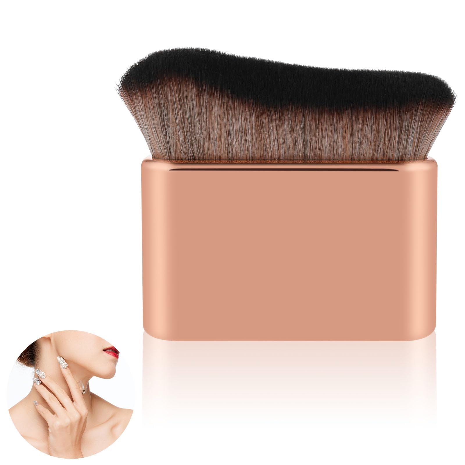 Spazzola Abbronzante, Pennello per Trucco per Il Corpo, Spazzola Autoabbronzante per Corpo Kabuki Foundation Brush Applicatore per Cipria, Fondotinta, Fard, Ombra, Abbronzante in Oro Rosa