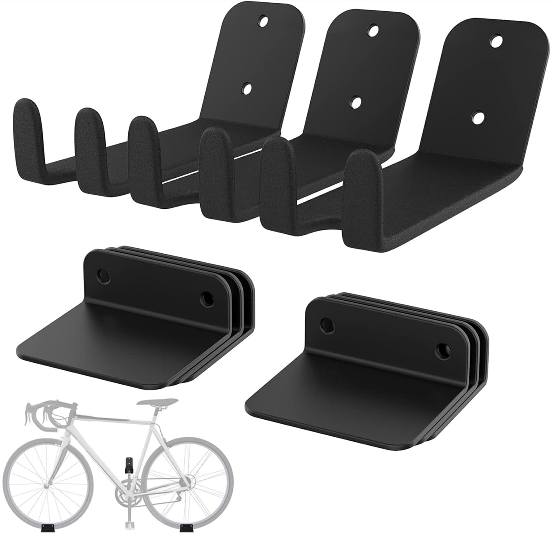 Soporte de pedal para bicicleta pared garaje horizontal expositor resistente 70 lbs