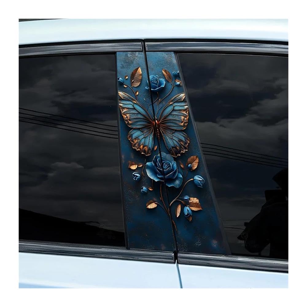 Body Parts 2pcs Car B-Pillar Decals Butterfly Floral Pattern Car Center Pillar Waterproof Sticker