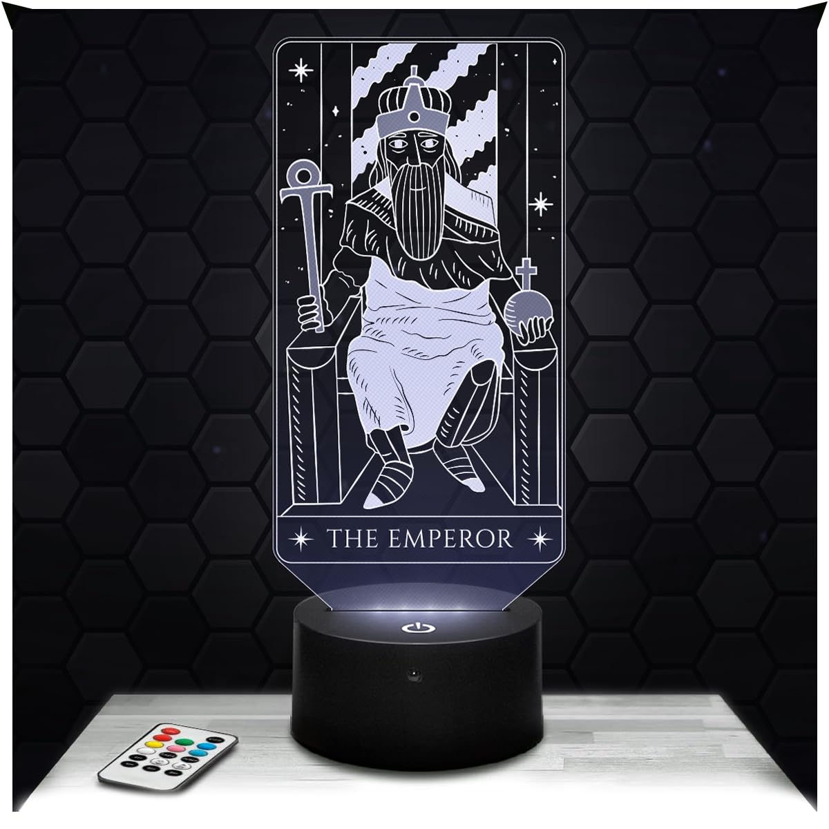 Lampephoto.fr - The Emperor Arcane Tarot 3D Lamp, Gift idea Decor Divination Card Cartomancy Oracle, Lamp Decor Living Room The Emperor Arcane Tarot, Soft Light. Original Christmas, Gift idea