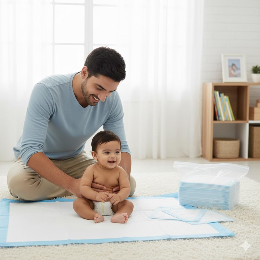 youchoice disposable baby underpad cum changing mats, 10 count 60x45 cm waterproof pads for baby, breathable underpads act as 100% water proof bed protector, non slip backsheet, hypoallergenic