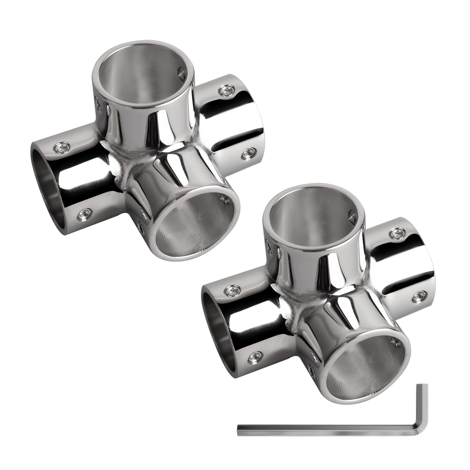 Raccordi per corrimano per barche, connettore per tubi in acciaio inossidabile 316, giunto a gomito a 3 vie a T a T, base per guida hardware ad angolo, grado marino, per tubo rotondo da 7/8