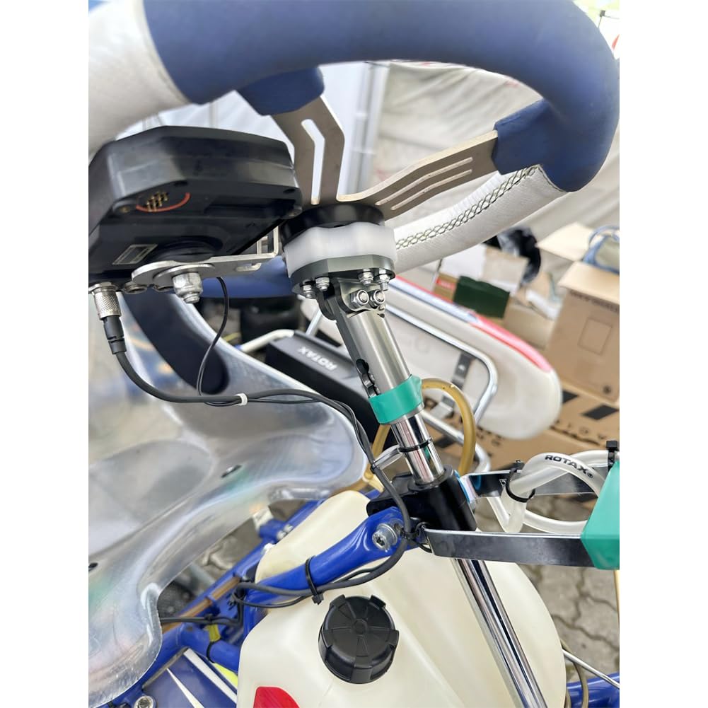 Mozzo volante in alluminio angolato regolabile, foro da 20 mm per go-kart e kart racer (argento)