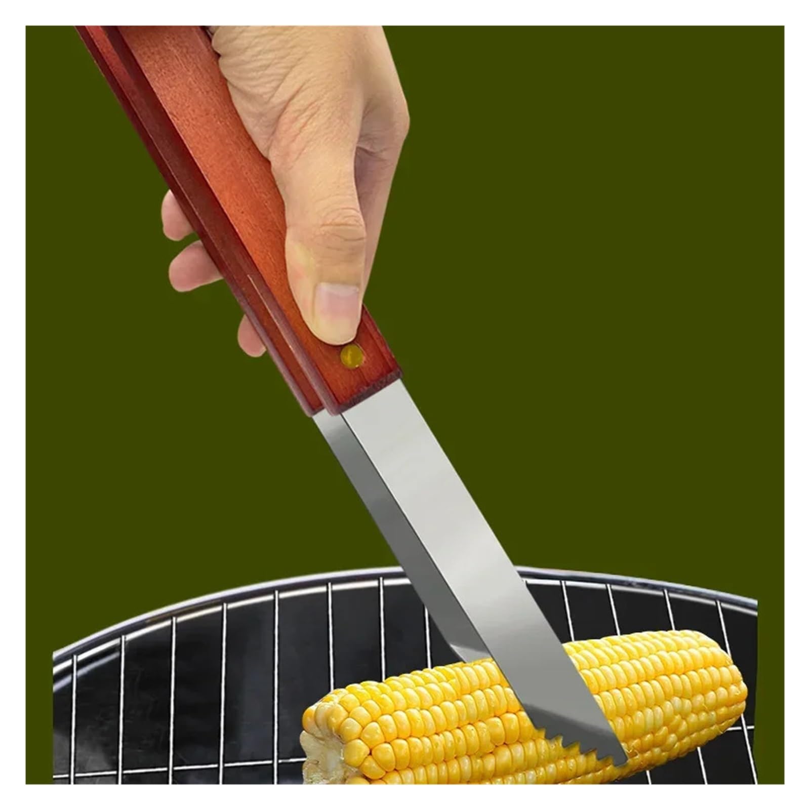 Generisch Outdoor-Camping-Grillbesteck-Set aus Edelstahl mit Holzgriff, bestehend Grillgabel, Schaufel und Klemme(18-piece Baking Set PE1)