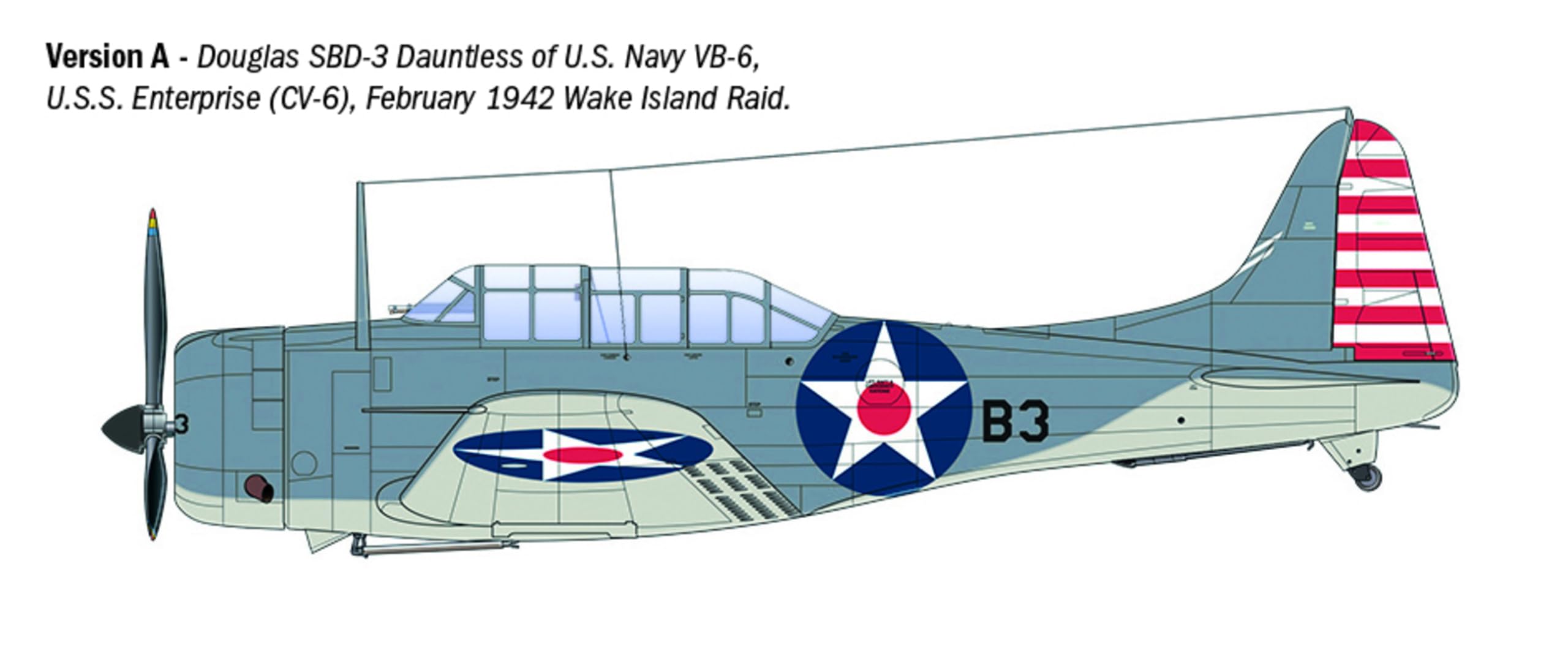 Italeri 2841 USN SBD-3 Dauntless, 1:48 Scale, Plastic Model Kit/Plastic Model Assembly, Multicolored, 24,2 cm - Image 3