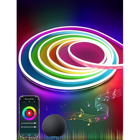 Lamomo Led Strip RGB, Led Streifen 5M Alexa Wifi Kompatibel, IP65 Wasserdichte Flexible Neon Led Strips, 12v Led Lichtband für außen mit Fernbedienung, Raum und Außendekoration Cover