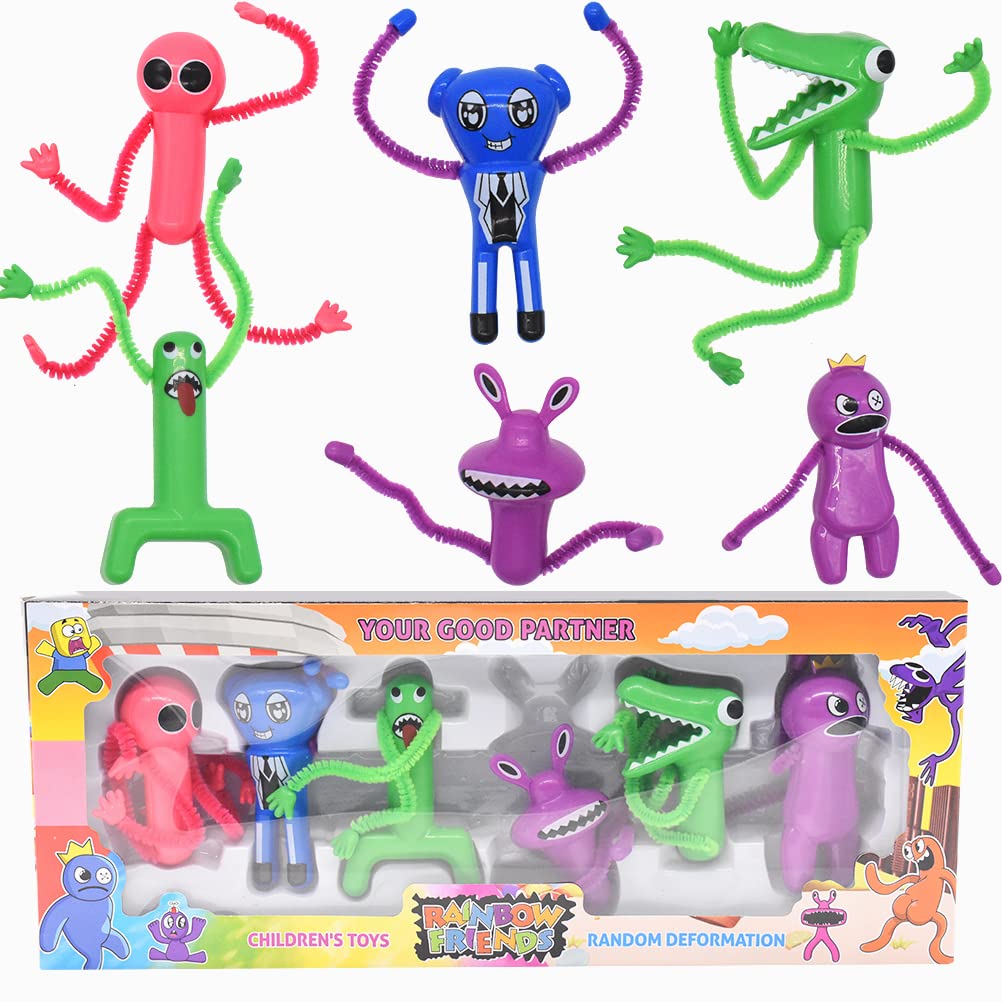 Mini Figures Set - Anime Cake Toppers Rainbow 6 PCS Cake Toppers Anime Characters Figures Cake Decorations Kids Boys Girls Model Doll Collection Birthday Party Cake Decoration Supplies