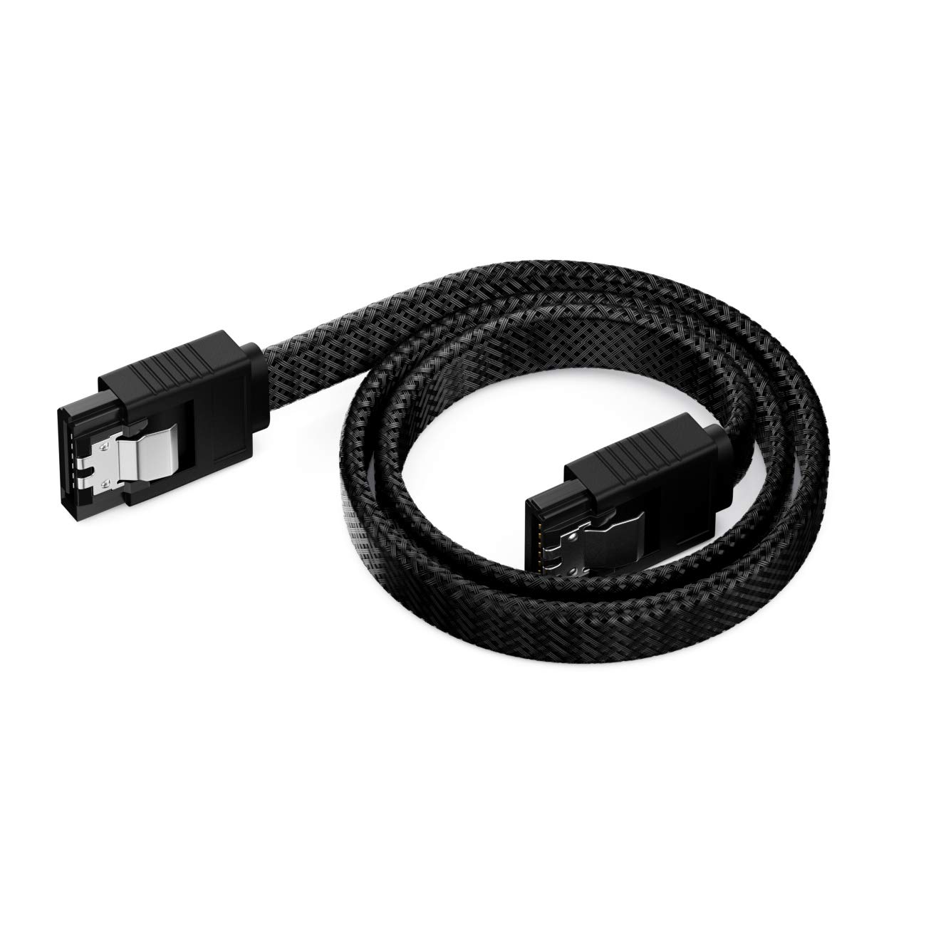deleyCON 3x 50cm SATA 3 zestaw kabli nylonowych kabel do transmisji danych 6 Gbit/s kabel połączeniowy kabel połączeniowy płyta główna HDD SSD dysk twardy 2 wtyk S-ATA prosty Czarny
