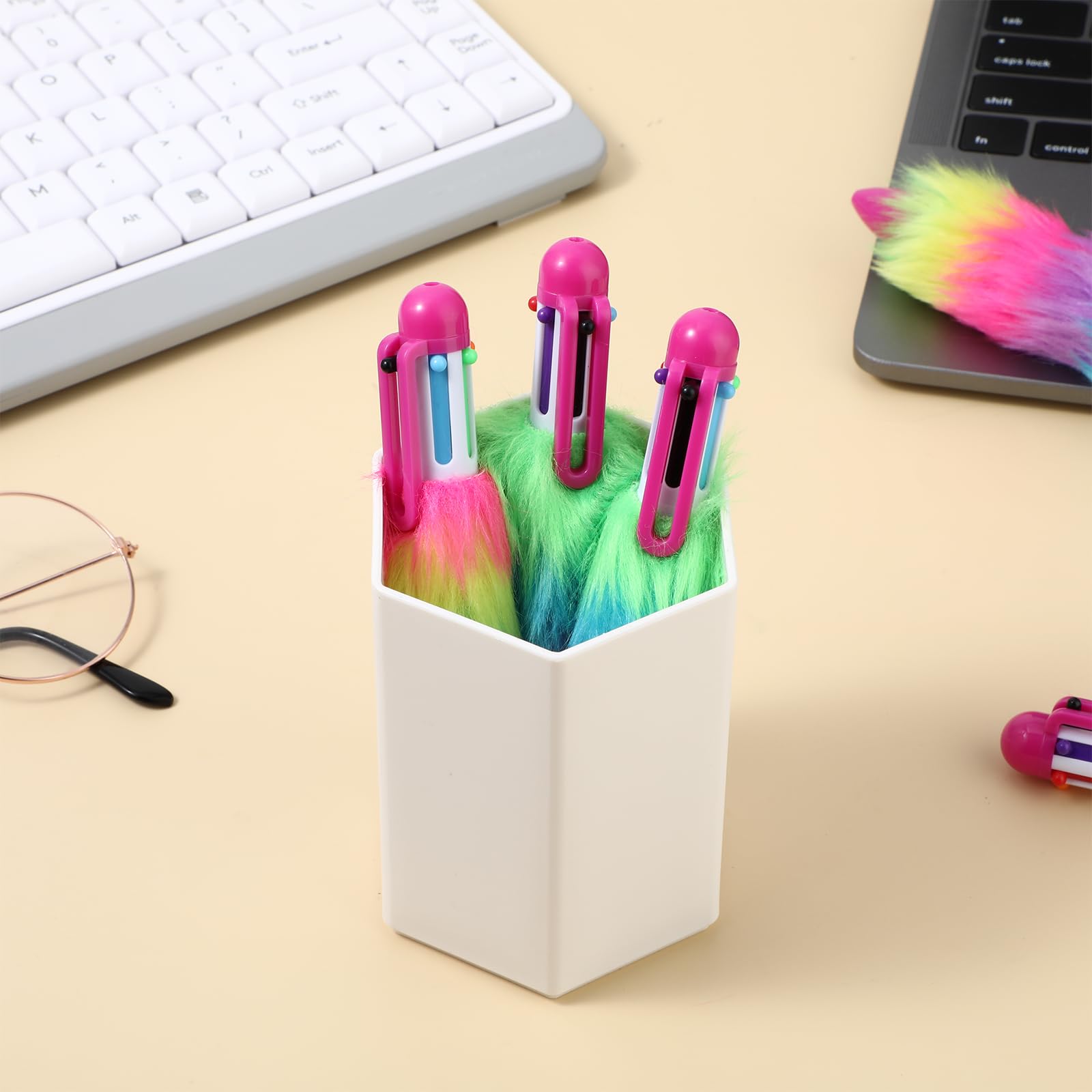 MROOFUL Penne a sfera multicolori 6 in 1 Penna a sfera 5 colori 1 matita automatica con gomma per forniture da scrittura per ufficio e scuola (Confezione da 5