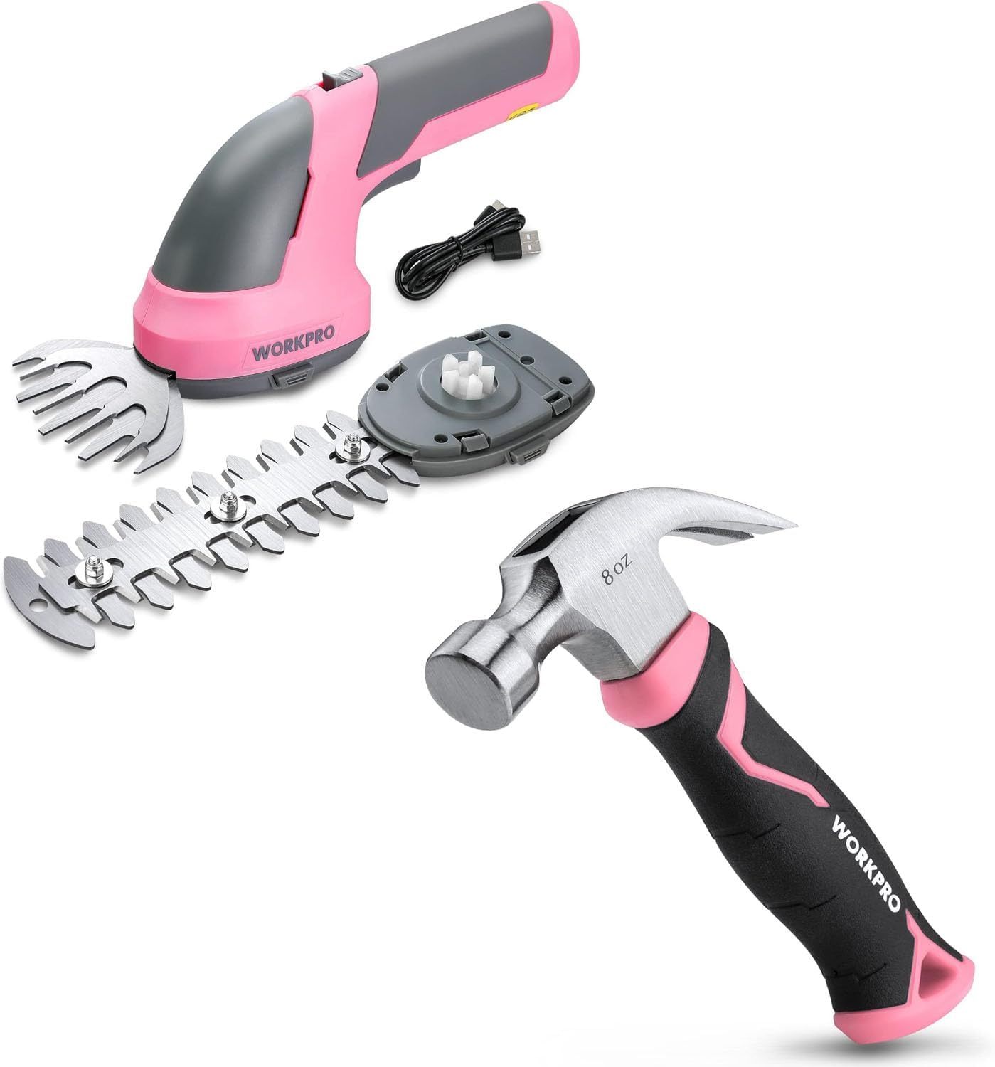 WORKPRO Cordless Grass Shear& WORKPRO 8 oz Claw Hammer with Fiberglass Handle