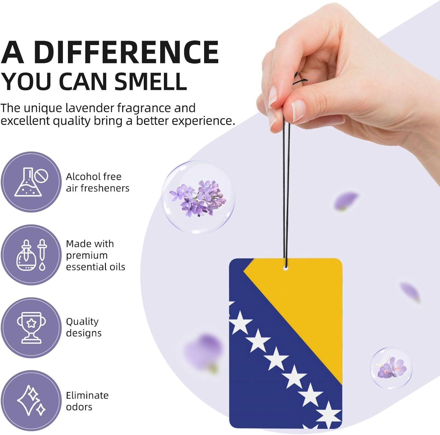 Flag Of Bosnia And Herzegovina Car Air Fresheners Cards - 6 Pieces,Cardstock Scented Decor For Cars,Bedrooms, Closets image 5