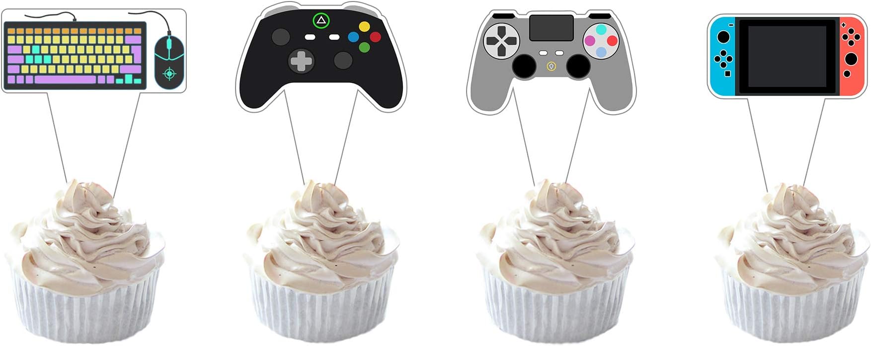Party Hive 24pc Video Game Cupcake Toppers for Kids Gaming Birthday Party Event Decor