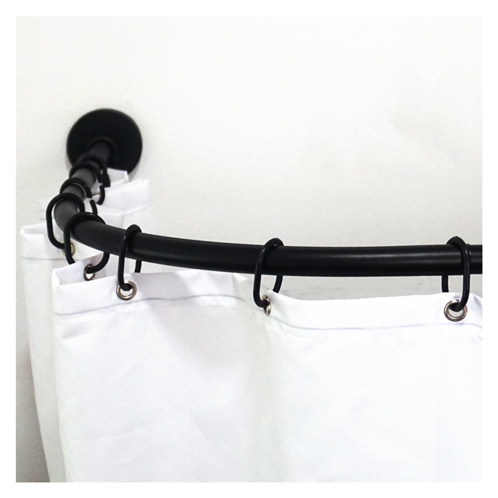 Meiiron Extendable Shower Curtain Rod Pole, 25mm Diameter Shower Curtain Rail, No Drill L Shape Adjustable Bathroom Corner Tension Rod, Stainless Steel, Black (Size : 100~140x100~140cm)