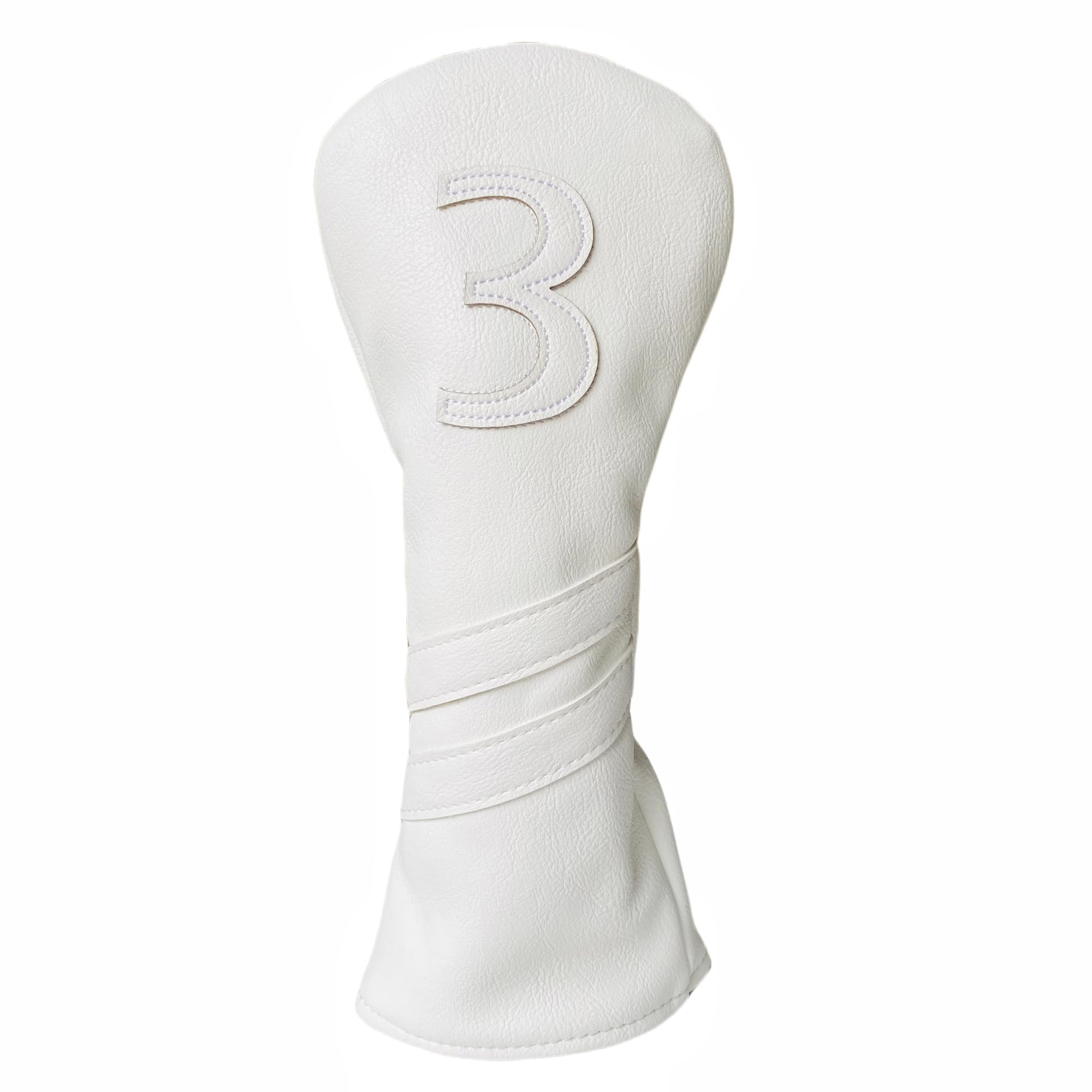 1 x Golf Headcover or 3 x Golf Club Covers for Driver 3 Wood and Hybrids - White Golf Headcover Fairway Wood Headcover Hybrid Headcover Designed for All Brands (1x3