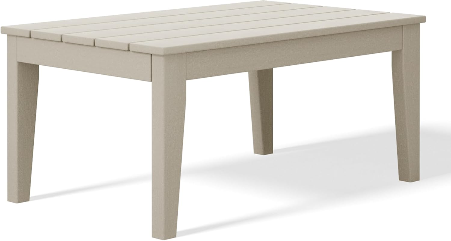 WestinTrends Malibu Low Outdoor HDPE Patio Rectangle Coffee Table, Sand