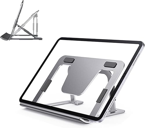 Miniatura 7 de Soporte para tablet ajustable y plegable, soporte delgado de aluminio portátil para tablet de escritorio, compatible con iPad Pro/Air/Mini, Samsung