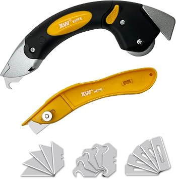 XW Heavy Duty Roller Carpet Knife and Light-weight Carpet Knife,Extra 15 PCS Blades Included, 2-Pack