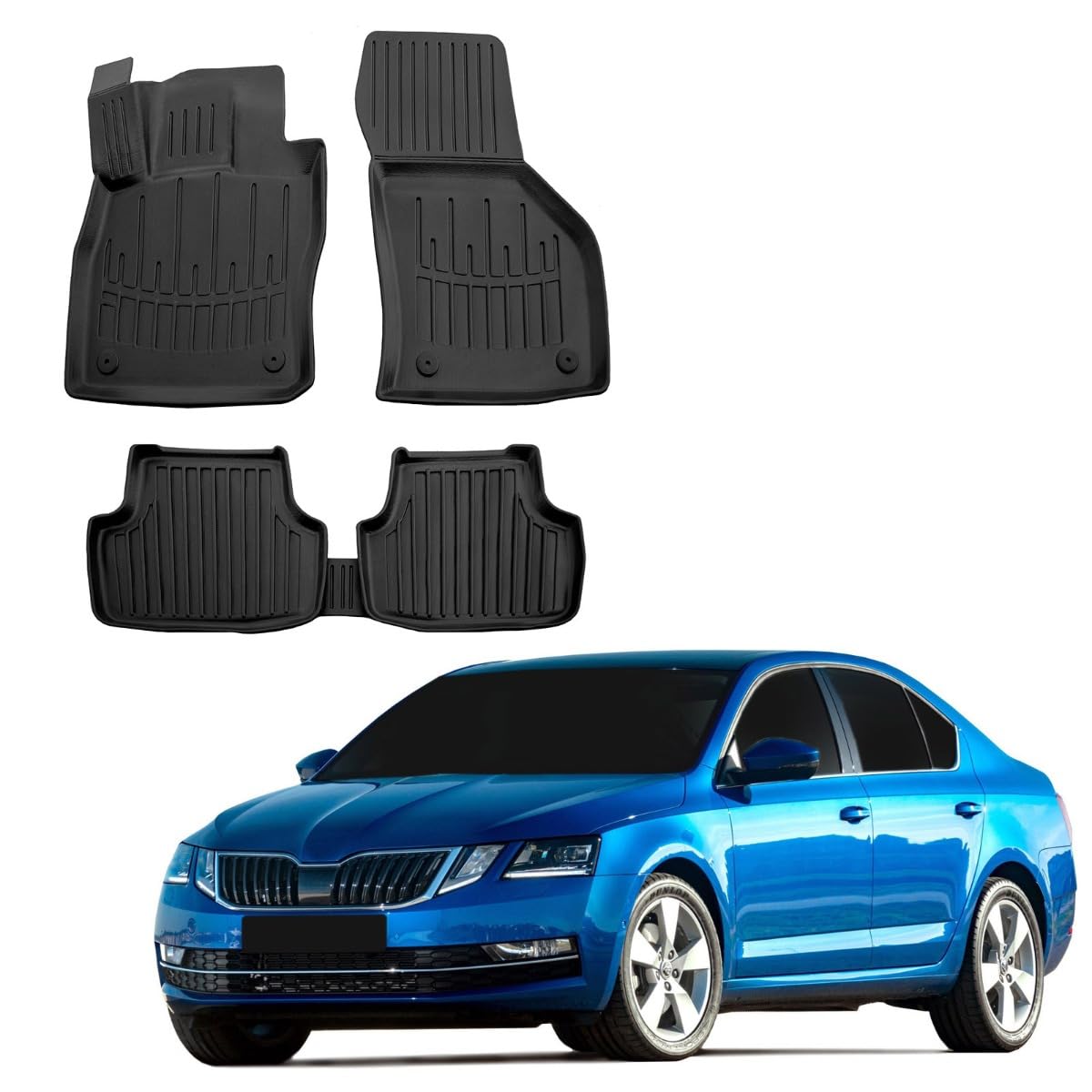 Vasca Baule Per Bagagliaio Skoda Octavia 3 III SW Wagon 2013-2019, In TPE Gomma, Bordo Alto 4 Cm - Protezione Impermeabile E Antiusura