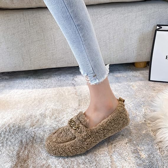 Slip on Loafer for Women Moccasin Slippers Warm Faux Fur Lined Slip on Shoes Women Fuzzy House Shoes for Women3
