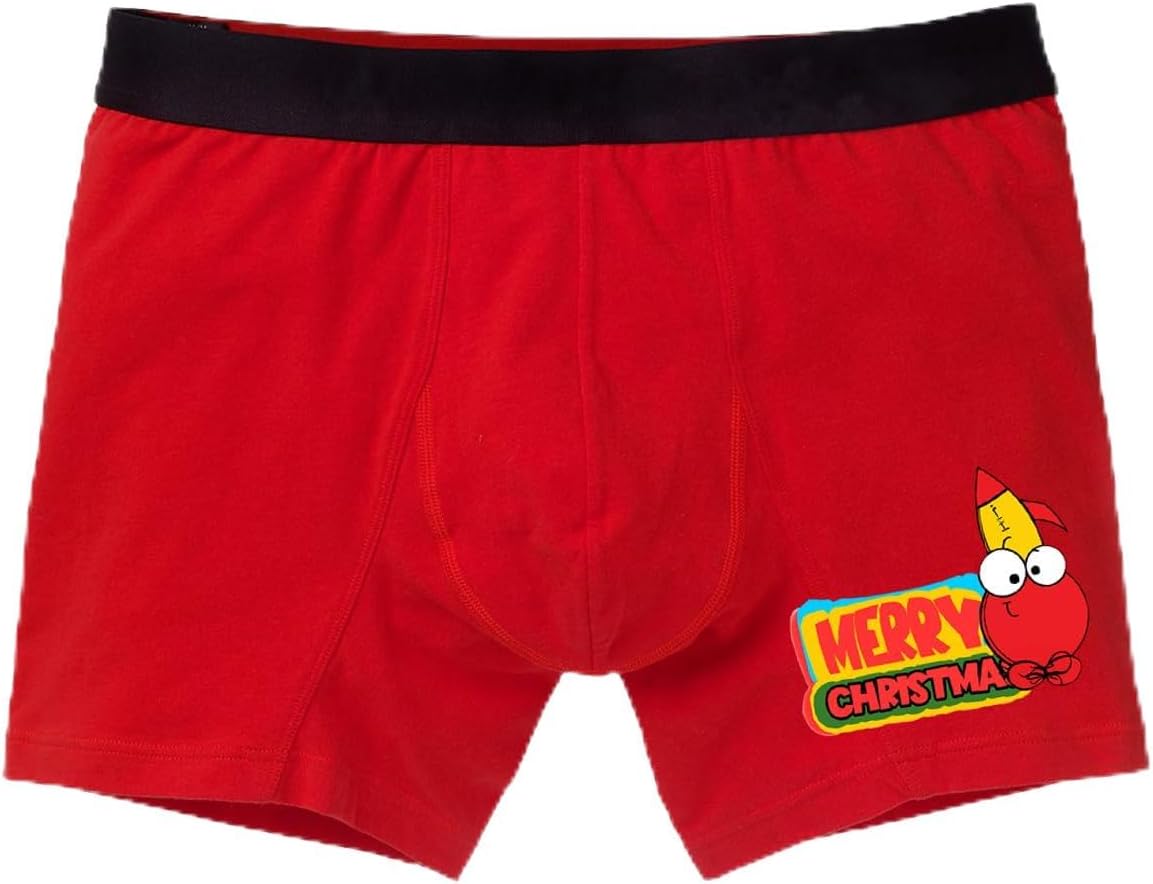 modacix MERRY CHRİSTMAS ERKEK YILBAŞI HEDİYESİ BOXER Kırmızı L modacixNM579