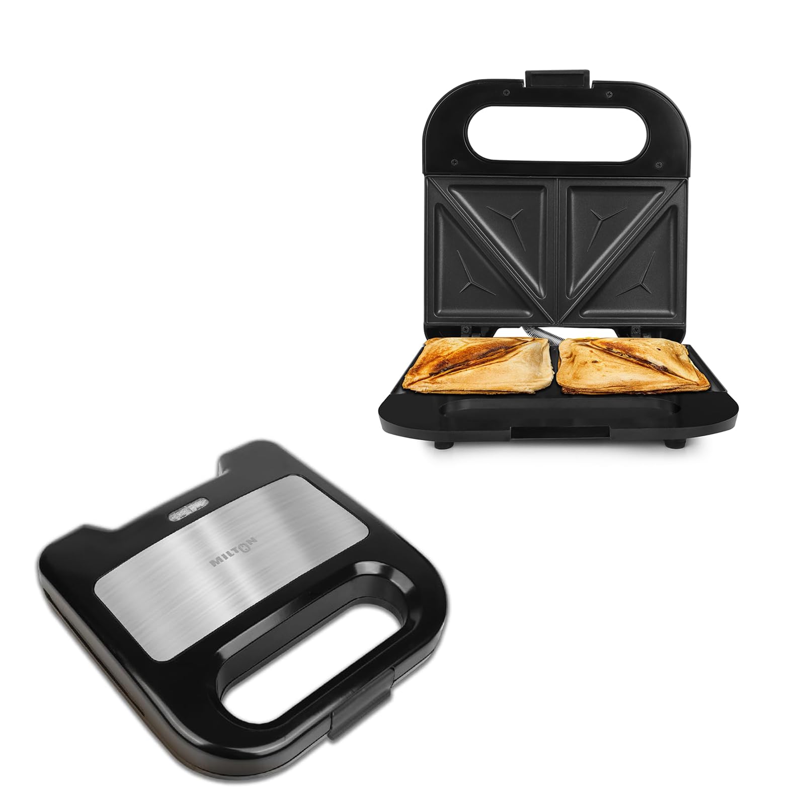Milton Royal Pro Express 800W Toaster Electric Sandwich Maker | Stainless Steel Body | Non-Stick Fixed Toast Plates | Power Indicators | Easy to Clean | 1 year Manufacturer Warranty - Black