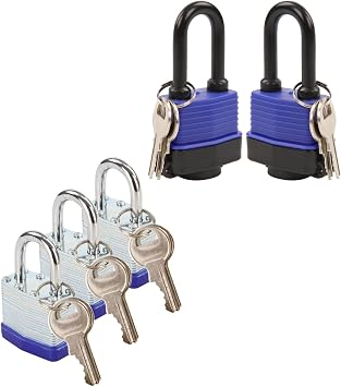 SEPOX 2Pcs Out-Door Padlock Key-Alike Water-Proof Lock Body Heavy-Duty & 2Pcs Keyed-Alike Padlock, Reinforced Laminated Steel Body 1-9/16" 40MM, Robust Hardened-Steel Long-Shackle
