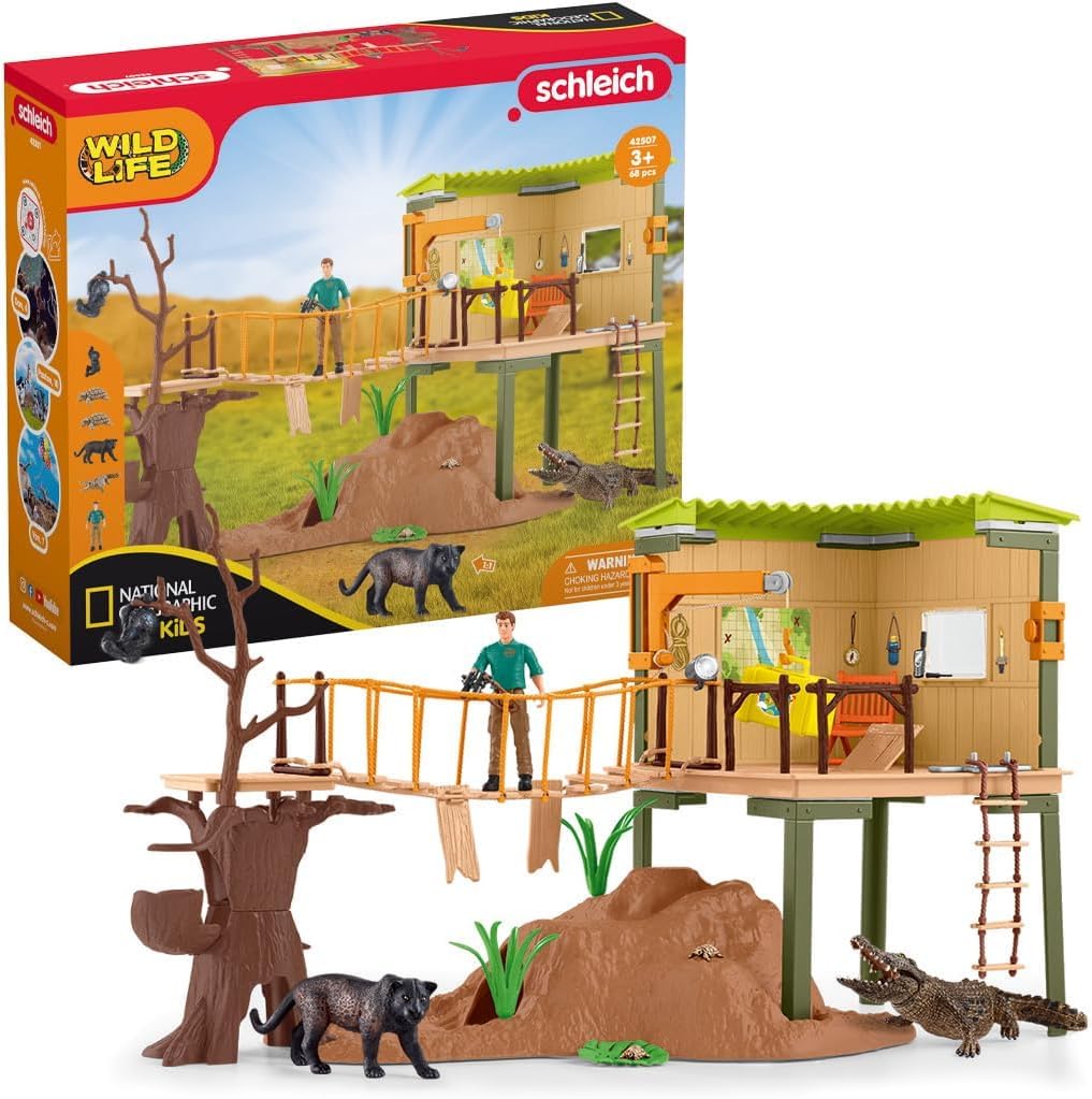 SCHLEICH WILD LIFE — Special Edition 68-Piece NatGeo Safari Animal Playset with Ranger and Animal Figures, Detailed and Immersive Wild Life Toys for Kids ages 3+