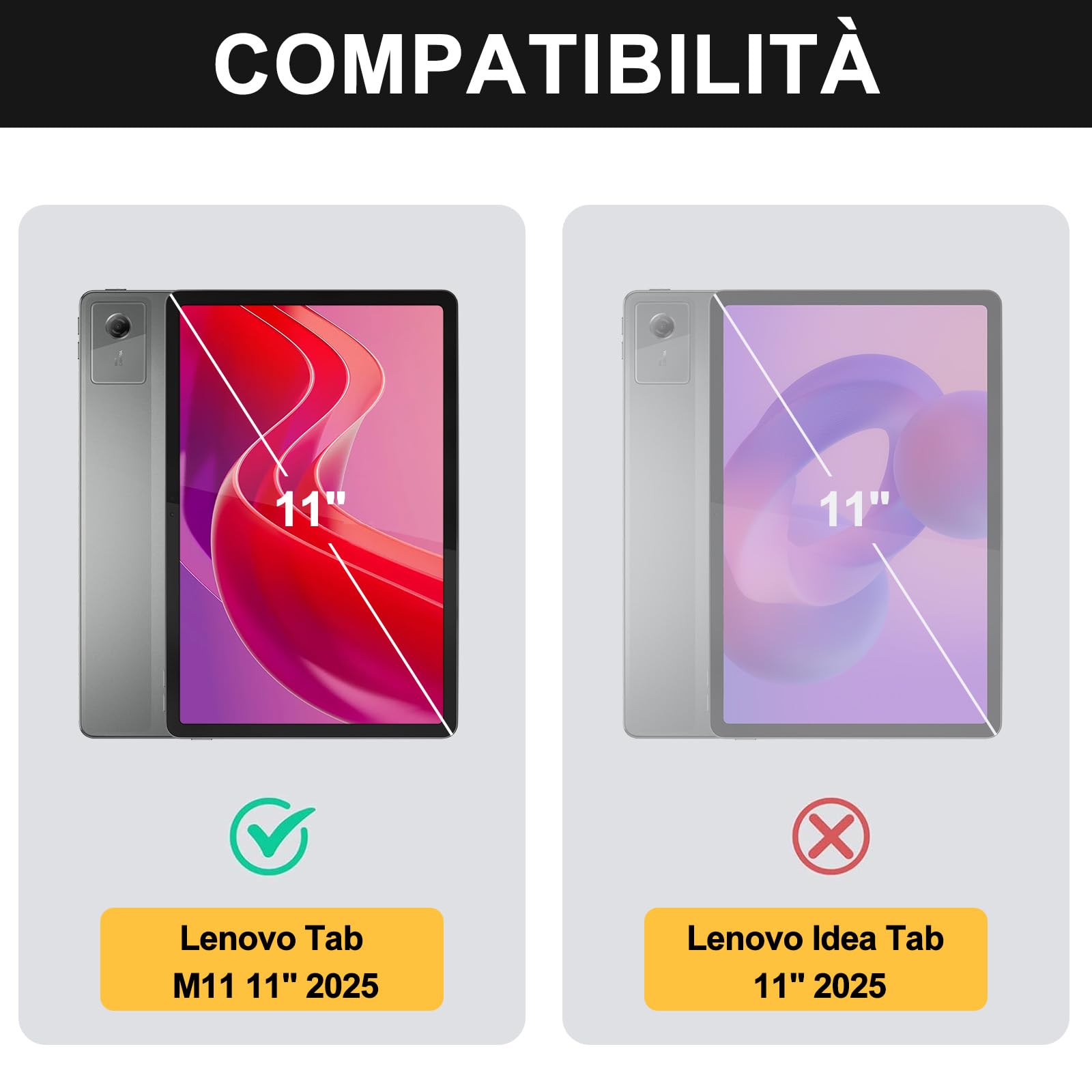 JADEMALL Custodia Tastiera per Lenovo Tab M11 11 Pollici 2024, Italiana QWERTY Tastiera Bluetooth Magnetica Staccabile per Lenovo Tab M11 11" 2024 (TB330FU/330XU), Nero